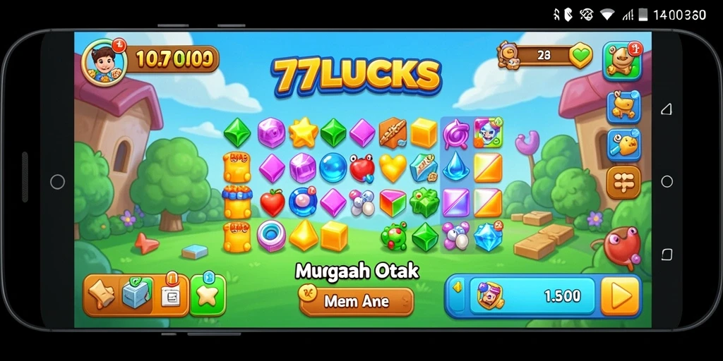 Tampilan gameplay seru dari 77LUCKS yang penuh tantangan Puzzle.