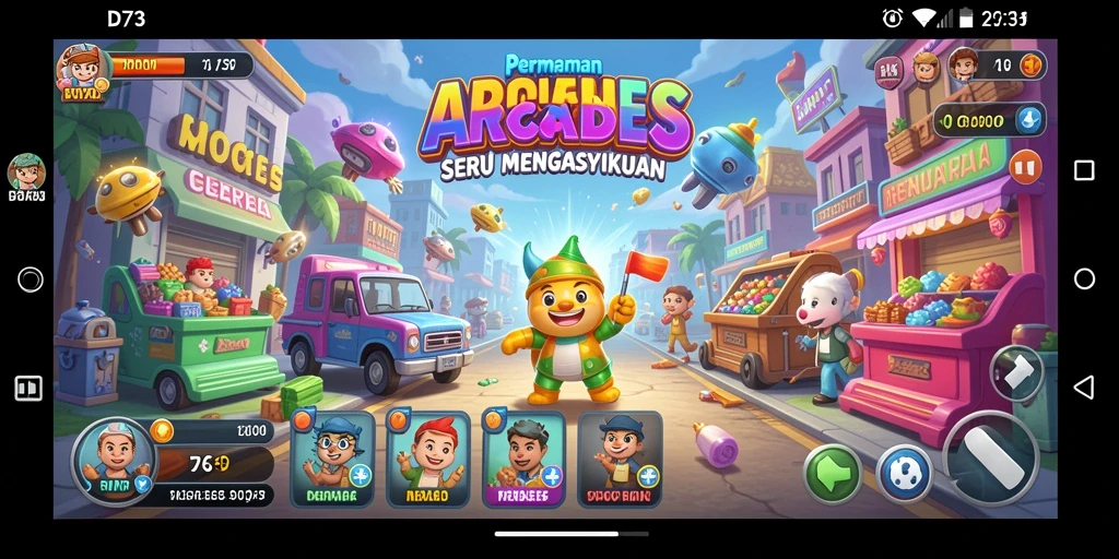Tampilan gameplay D73 yang penuh aksi dan keseruan.