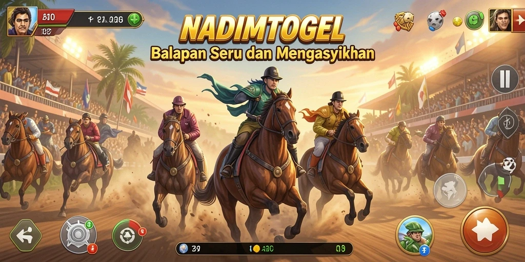 Tampilan gameplay seru dalam NADIMTOGEL dengan balapan yang mendebarkan.