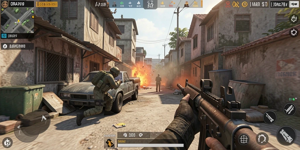 Tampilan gameplay ORA78 yang mendebarkan dalam pertempuran FPS.