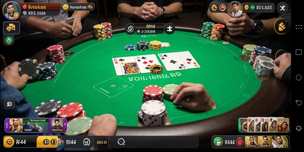 Tampilan gameplay Poker yang seru dan interaktif di RR44.