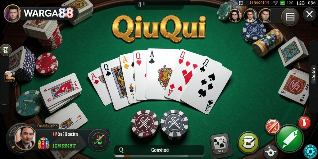 Tampilan gameplay seru dalam WARGA88 saat bermain QiuQiu.
